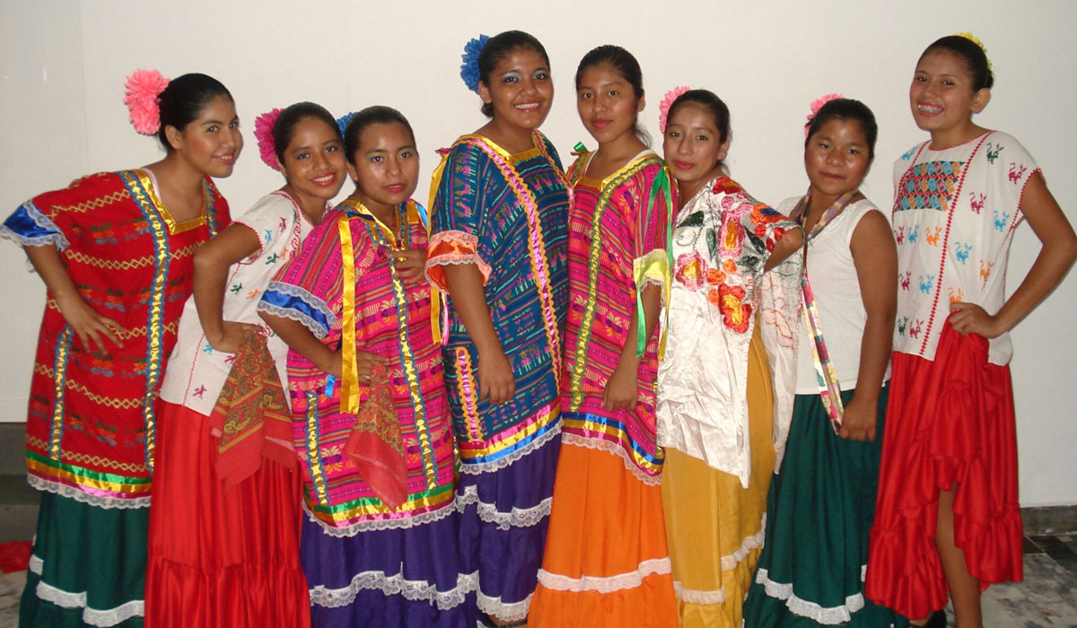 Ninas in their Costumes for Traditional Mexican Folklhoric Dancing - Marsh Children's Home Event